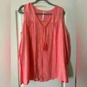 NWT NY Collection Coral Cold Shoulder Flowy Top Women’s Size 2X